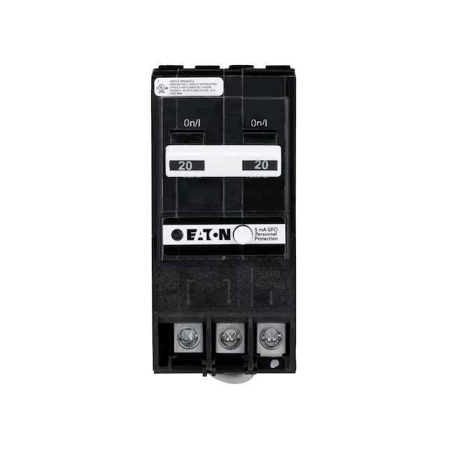 Eaton BRN220GFCS 20-amp 2 -Pole GFCI Circuit Breaker Eaton BRN220GFCS 20-amp 2 -Pole GFCI Circuit Breaker