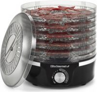 Elite Gourmet EFD319 Food Dehydrator, 5 BPA-Free 11.4" Trays Adjustable Temperature Controls, Jerky, Herbs, Fruit, Veggies, Dried Snacks, Black