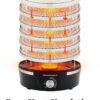 Elite Gourmet EFD319 Food Dehydrator, 5 BPA-Free 11.4" Trays Adjustable Temperature Controls, Jerky, Herbs, Fruit, Veggies, Dried Snacks, Black