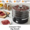 Elite Gourmet EFD319 Food Dehydrator, 5 BPA-Free 11.4" Trays Adjustable Temperature Controls, Jerky, Herbs, Fruit, Veggies, Dried Snacks, Black