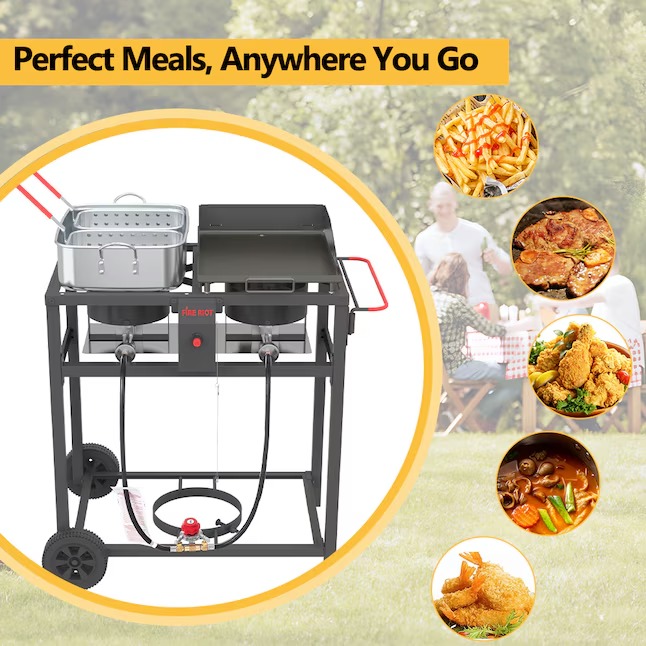 FIRE RIOT Double Deep fryer Portable griddle Combo 2 -Burner Liquid propane Flat Top Grill57_11zon FIRE RIOT Double Deep fryer Portable griddle Combo 2 -Burner Liquid propane Flat Top Grill