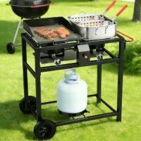 FIRE RIOT Double Deep fryer Portable griddle Combo 2 -Burner Liquid propane Flat Top Grill