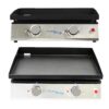 Flame King YSNFM-HT-120DB TableTop Cast Iron Grill Griddle Outdoor Cooking 2 -Burner Liquid propane Flat Top Grill