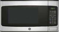 GE Compact Countertop Microwave Oven, 1.1 Cubic Ft., 950w Capacity, 6 Auto Cook Settings, Child-Lock Technology, Dorm Room, Apartment, Stainless Steel