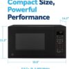 GE Countertop Microwave Oven, Compact 0.9 Cubic Ft., 900-watt Capacity, 7 Auto Cooking Settings, Child-Lock Technology, Kitchen Essentials for the Countertop, Dorm Room or Apartment, Black GE Countertop Microwave Oven, Compact 0.9 Cubic Ft., 900-watt Capacity, 7 Auto Cooking Settings, Child-Lock Technology, Kitchen Essentials for the Countertop, Dorm Room or Apartment, Black