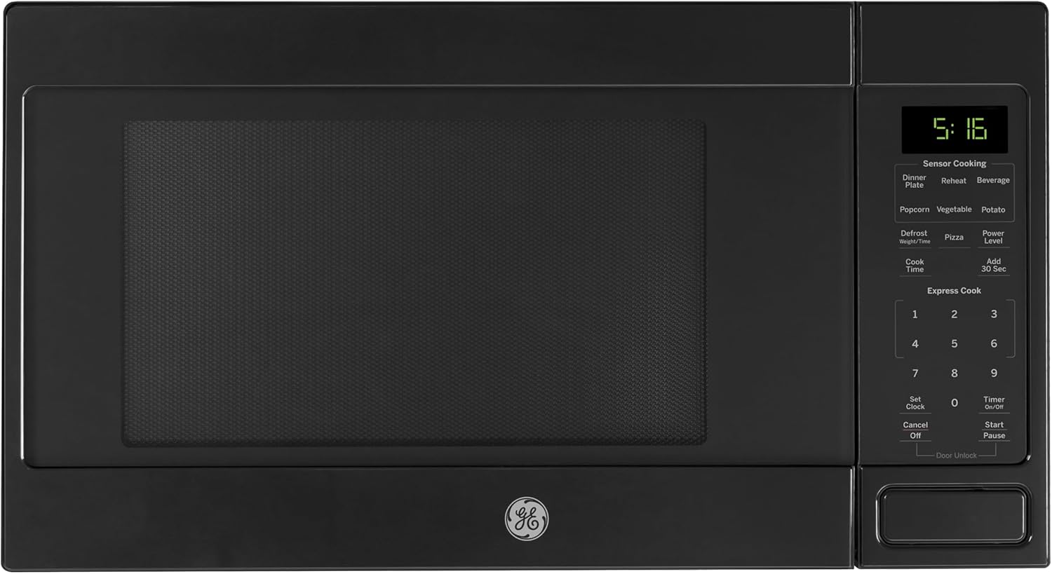 GE GCST16S1WBB Microwave Oven, 1,150-watt 8 Auto Cooking Settings, Child-Lock Technology, Kitchen Essentials for The Countertop, Dorm Room or Apartment, 1.6 Cu. Ft, Black GE GCST16S1WBB Microwave Oven, 1,150-watt 8 Auto Cooking Settings, Child-Lock Technology, Kitchen Essentials for The Countertop, Dorm Room or Apartment, 1.6 Cu. Ft, Black