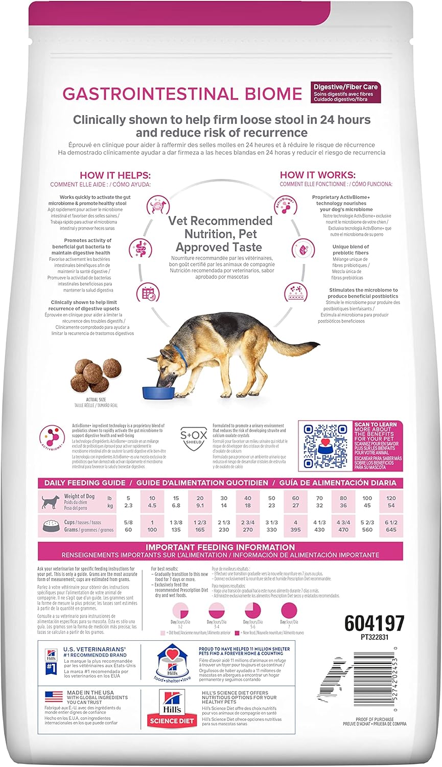Hill's Prescription Diet Gastrointestinal Biome Digestive Fiber Care with Chicken Dry Dog food, 8 lbs.1 Hill's Prescription Diet Gastrointestinal Biome Digestive/Fiber Care with Chicken Dry Dog food, 8 lbs.