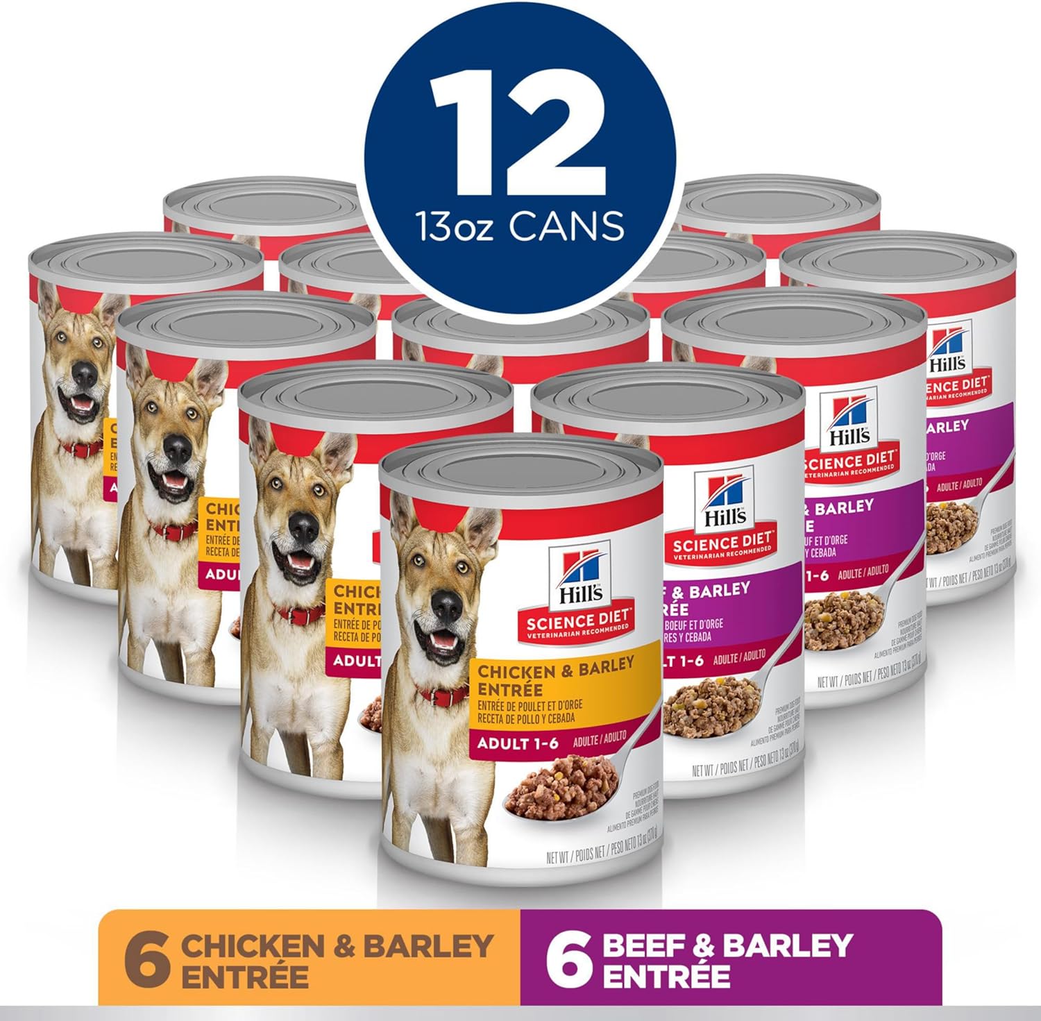 Hill's Science Diet Adult Chicken and Beef Canned Dog Food Variety Pack, 13 oz., Pack of 123 Hill's Science Diet Adult Chicken and Beef Canned Dog Food Variety Pack, 13 oz., Pack of 12