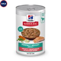 Hill's Science Diet Adult Perfect Weight Hearty Vegetables & Salmon Stew Canned Dog Food, 12.5 oz., Case of 12