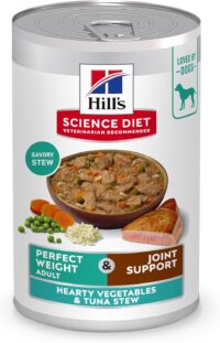 Hill's Science Diet Adult Perfect Weight & Joint Support Hearty Vegetables and Tuna Stew Canned Dog Food, 12.5 oz., Case of 12