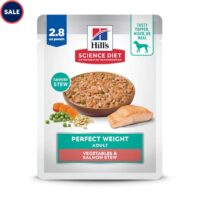 Hill's Science Diet Adult Perfect Weight Vegetables & Salmon Stew Wet Dog Food, 2.8 oz.