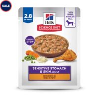 Hill's Science Diet Adult Sensitive Stomach & Sensitive Skin Chicken & Rice Stew Wet Dog Food, 2.8 oz., Case of 24