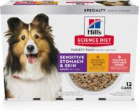 Hill's Science Diet Adult Sensitive Stomach & Sensitive Skin Chicken & Salmon Canned Dog Food Variety Pack, 12.8 oz., Pack of 12