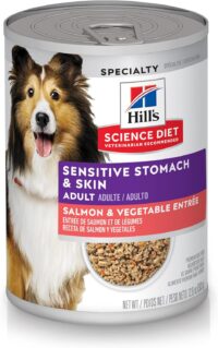 Hill's Science Diet Adult Sensitive Stomach & Sensitive Skin Salmon & Vegetable Entree Canned Wet Dog Food, 12.8 oz, Pack of 12