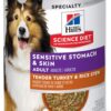 Hill's Science Diet Adult Sensitive Stomach & Sensitive Skin Tender Turkey & Rice Stew Canned Wet Dog Food, 12.5 oz., Case of 12