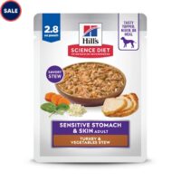 Hill's Science Diet Adult Sensitive Stomach & Sensitive Skin Turkey & Vegetables Stew Wet Dog Food, 2.8 oz., Case of 24