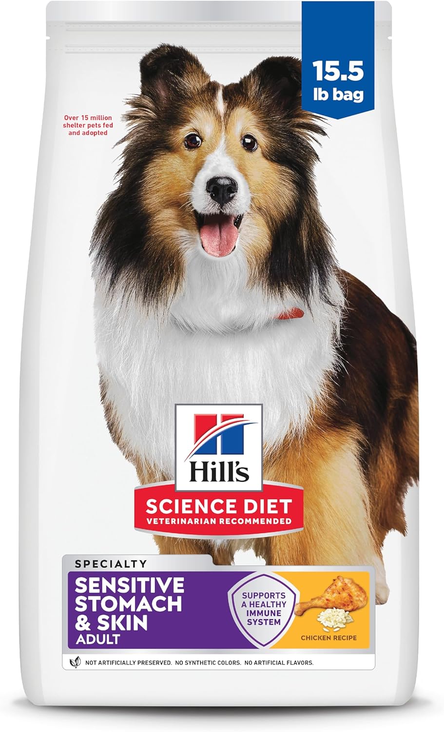 Hill's Science Diet Adult Sensitive Stomach & Skin Chicken Recipe Dry Dog Food, 15.5 lbs. Hill's Science Diet Adult Sensitive Stomach & Skin Chicken Recipe Dry Dog Food, 15.5 lbs.