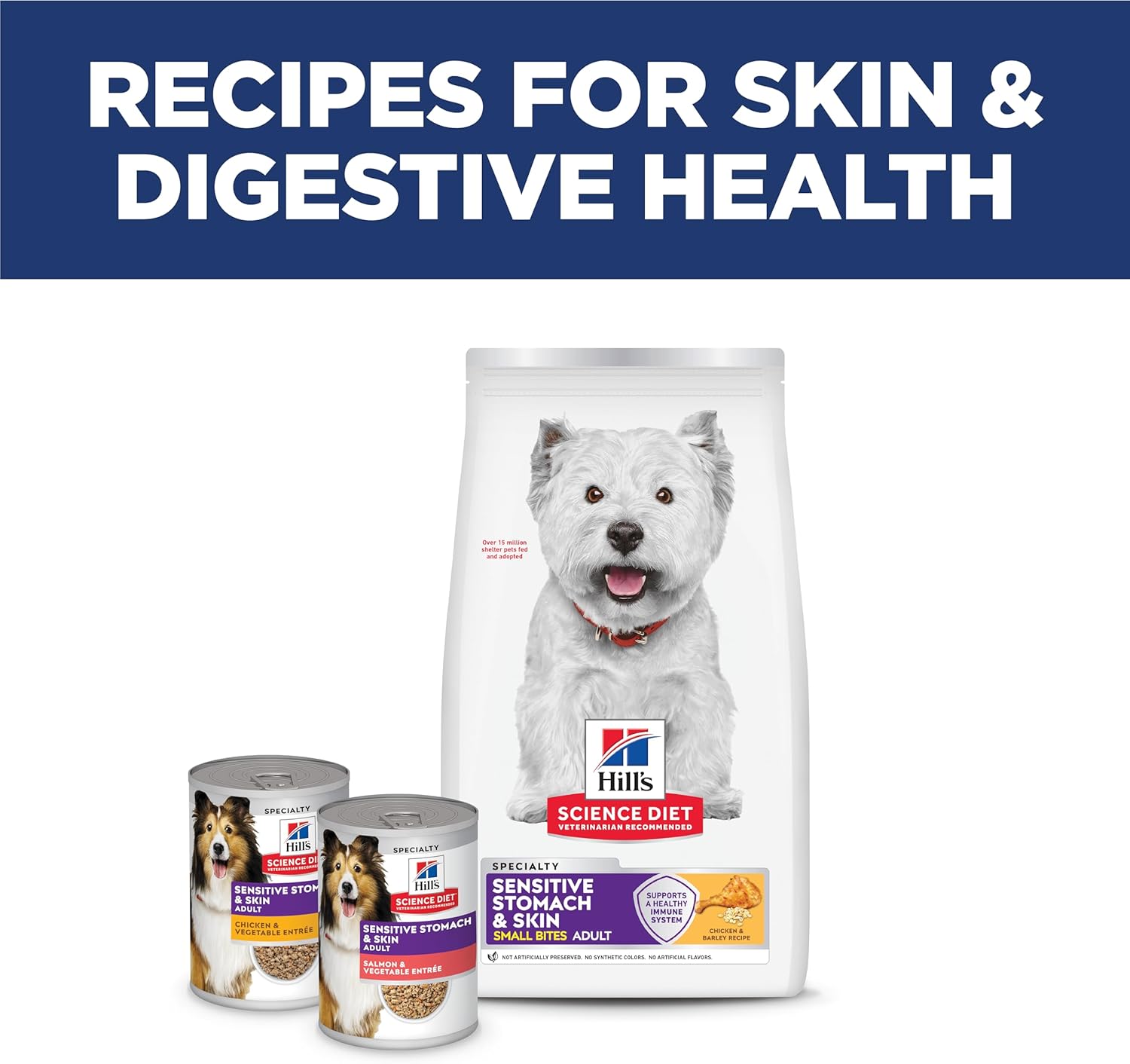Hill's Science Diet Adult Sensitive Stomach & Skin Small Bites Chicken Recipe Dry Dog Food, 15 lbs.46 Hill's Science Diet Adult Sensitive Stomach & Skin Small Bites Chicken Recipe Dry Dog Food, 15 lbs.
