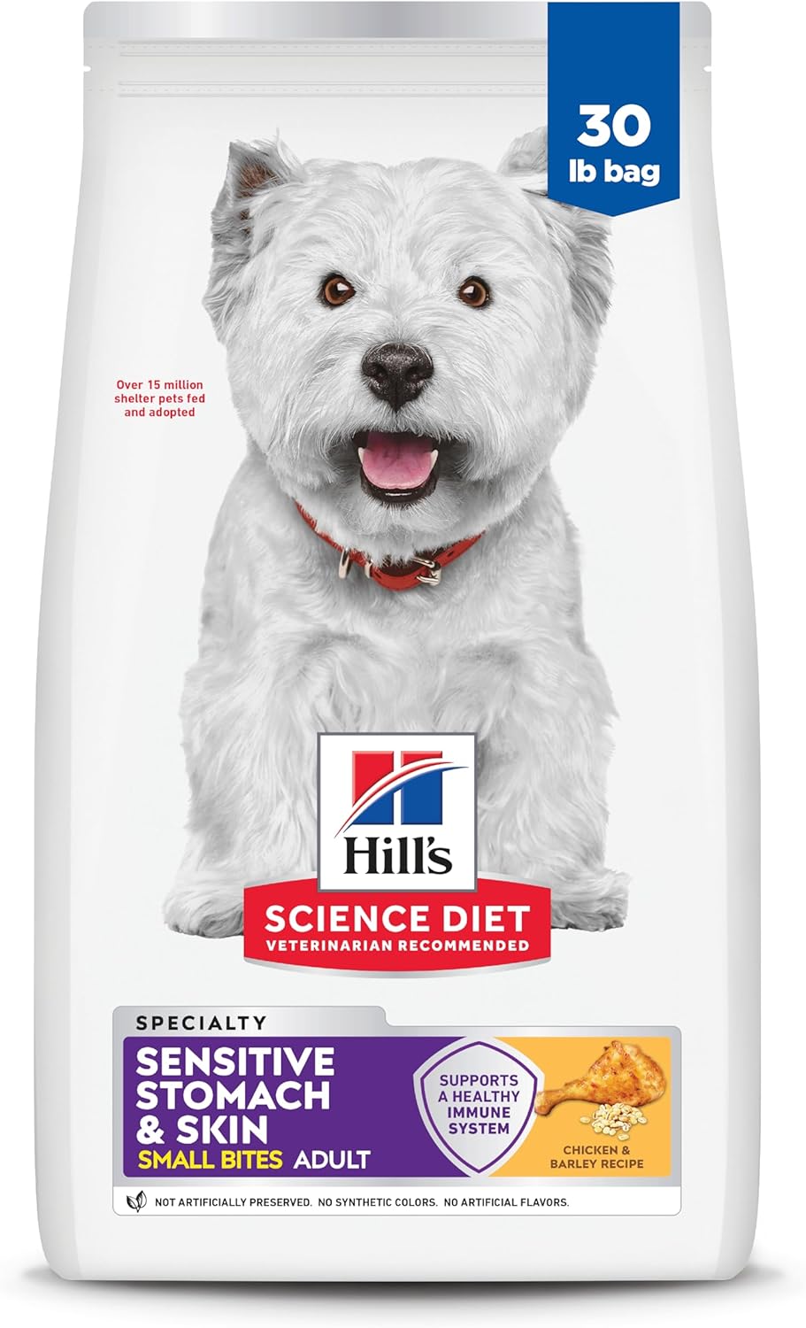 Hill's Science Diet Adult Sensitive Stomach & Skin Small Bites Chicken Recipe Dry Dog Food, 30 lbs. Hill's Science Diet Adult Sensitive Stomach & Skin Small Bites Chicken Recipe Dry Dog Food, 30 lbs.