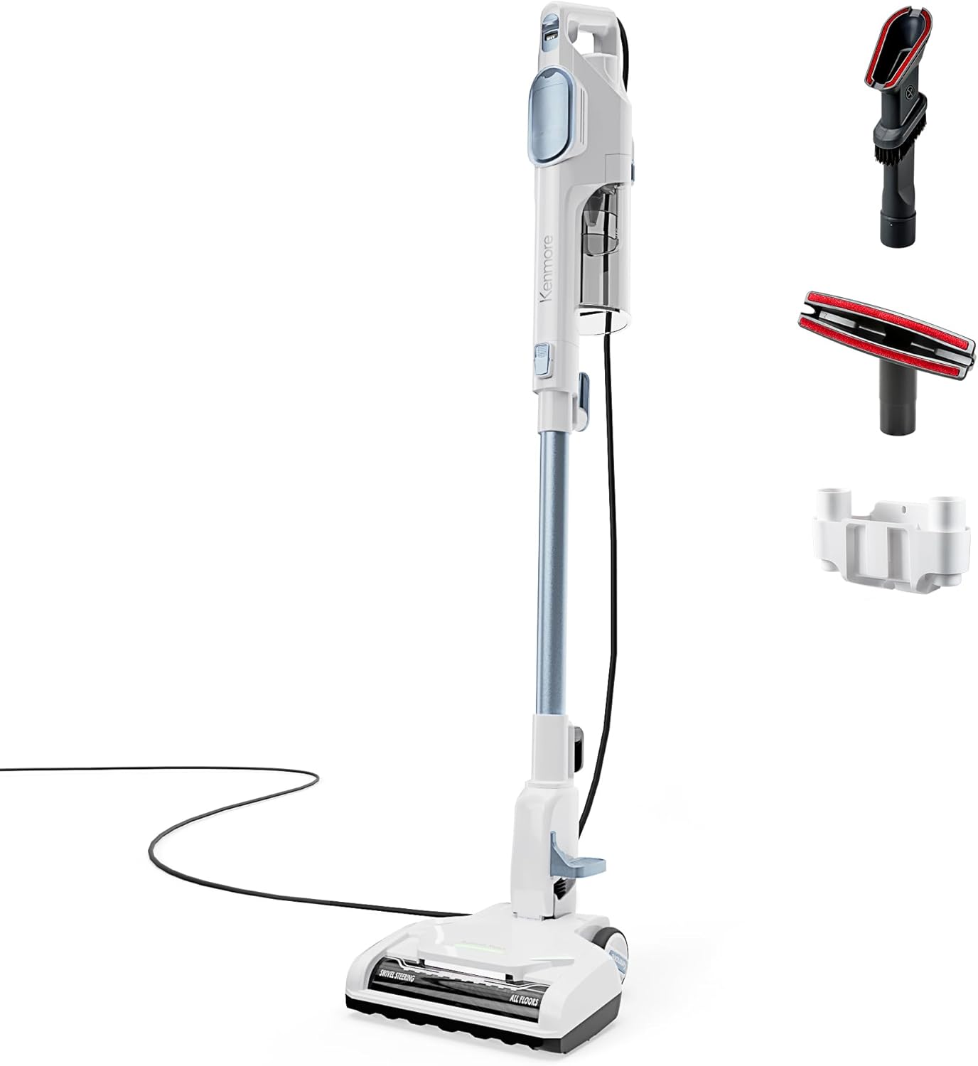 Kenmore CS2015 200 Series Corded Stick Vacuum, Detachable Hand Vac with 2-Motor Powerful Suction, Hair Eliminator Nozzle, LED Headlight & Swivel Steering for Carpets, Bare Floors and Couches Kenmore CS2015 200 Series Corded Stick Vacuum, Detachable Hand Vac with 2-Motor Powerful Suction, Hair Eliminator Nozzle, LED Headlight & Swivel Steering for Carpets, Bare Floors and Couches