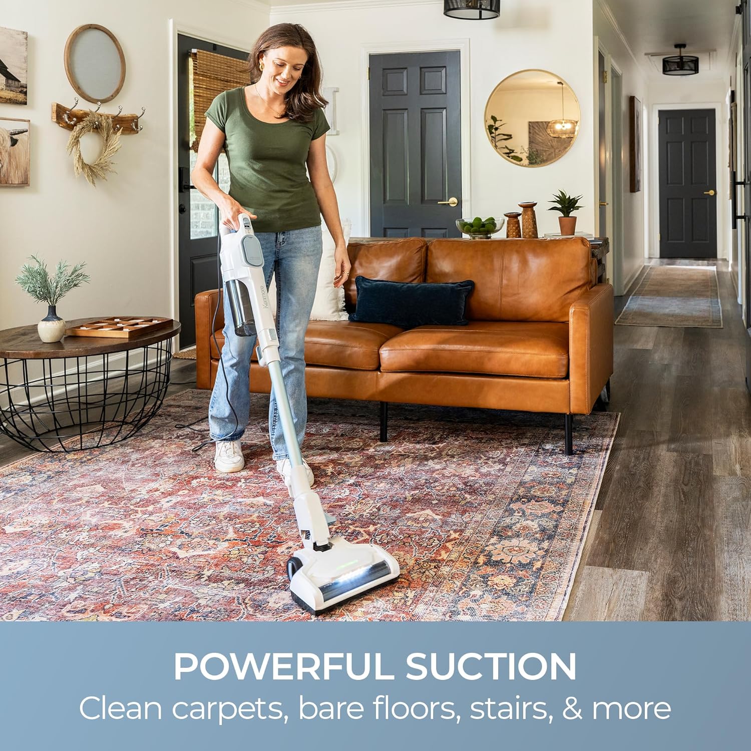 Kenmore CS2015 200 Series Corded Stick Vacuum, Detachable Hand Vac with 2-Motor Powerful Suction, Hair Eliminator Nozzle, LED Headlight & Swivel Steering for Carpets, Bare Floors and Couches1 Kenmore CS2015 200 Series Corded Stick Vacuum, Detachable Hand Vac with 2-Motor Powerful Suction, Hair Eliminator Nozzle, LED Headlight & Swivel Steering for Carpets, Bare Floors and Couches
