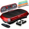 Lifepro Waver Vibration Plate Exercise Machine – High-Intensity Vibration Plate for Lymphatic Drainage – Full-Body Workout Vibrating Platform with Loop Bands – Fitness Equipment for Strength & Toning, Red