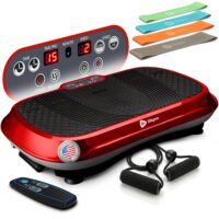 Lifepro Waver Vibration Plate Exercise Machine – High-Intensity Vibration Plate for Lymphatic Drainage – Full-Body Workout Vibrating Platform with Loop Bands – Fitness Equipment for Strength & Toning, Red