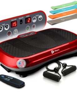 Lifepro Waver Vibration Plate Exercise Machine – High-Intensity Vibration Plate for Lymphatic Drainage – Full-Body Workout Vibrating Platform with Loop Bands – Fitness Equipment for Strength & Toning, Red