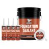 Liquid Rubber Basement and Foundation Repair Sealant - Waterproof Concrete Sealer & Crack Filler - Flexible Coating for Indoor & Outdoor Use - 5 Gallon Sealer, 10.2 oz Caulk 4 Pack, Geo Textile 4x160