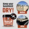 Liquid Rubber Basement and Foundation Repair Sealant - Waterproof Concrete Sealer & Crack Filler - Flexible Coating for Indoor & Outdoor Use - 5 Gallon Sealer, 10.2 oz Caulk 4 Pack, Geo Textile 4"x160