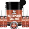 Liquid Rubber Waterproof Sealant - Waterproof Leak Repair Coating, Multi-Surface Rubber Paint, Durable Sealant for Roofs, Kit Includes- Black 5 Gallon Sealer, Caulk 10.2 oz 4 Pack, Seam Tape 4
