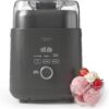 Martha Stewart 1 Quart Ice Cream Maker, Built-In Compressor, No Pre-Freezing Required, 3 Modes (Ice Cream, Sorbet, Frozen Yogurt), Automatic Mix-In Alert, Dishwasher-Safe Parts, Caviar Gray