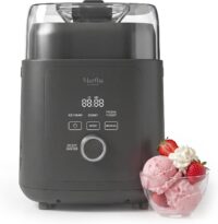 Martha Stewart 1 Quart Ice Cream Maker, Built-In Compressor, No Pre-Freezing Required, 3 Modes (Ice Cream, Sorbet, Frozen Yogurt), Automatic Mix-In Alert, Dishwasher-Safe Parts, Caviar Gray