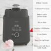 Martha Stewart 1 Quart Ice Cream Maker, Built-In Compressor, No Pre-Freezing Required, 3 Modes (Ice Cream, Sorbet, Frozen Yogurt), Automatic Mix-In Alert, Dishwasher-Safe Parts, Caviar Gray