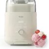Martha Stewart 1 Quart Ice Cream Maker, Built-In Compressor, No Pre-Freezing Required, 3 Modes (Ice Cream, Sorbet, Frozen Yogurt), Automatic Mix-In Alert, Dishwasher-Safe Parts, Linen White