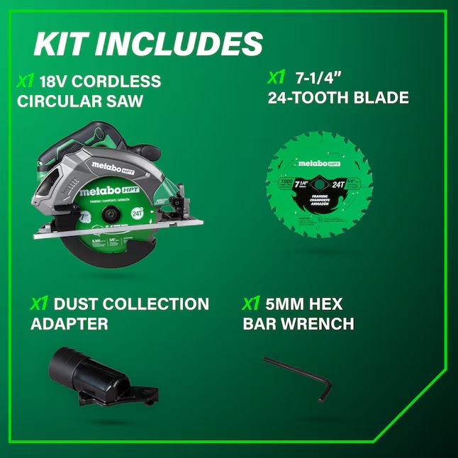 Metabo HPT C1807DAQ4M MultiVolt 18-volt 7-1 4-in Brushless Cordless Circular saw (Battery Not Included and Charger Not Included)3_11zon Metabo HPT C1807DAQ4M MultiVolt 18-volt 7-1/4-in Brushless Cordless Circular saw (Battery Not Included and Charger Not Included)