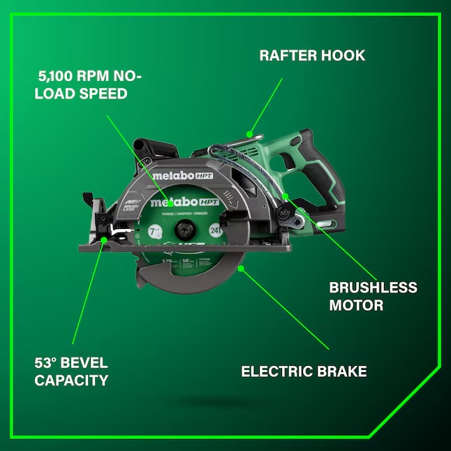 Metabo HPT C3607DWAM Multi-Volt 36-volt 4 -Amp 7-1 4-in Brushless Hybrid Capable Cordless Circular saw (Battery Included and Charger Included)4_11zon Metabo HPT C3607DWAM Multi-Volt 36-volt 4 -Amp 7-1/4-in Brushless Hybrid Capable Cordless Circular saw (Battery Included and Charger Included)