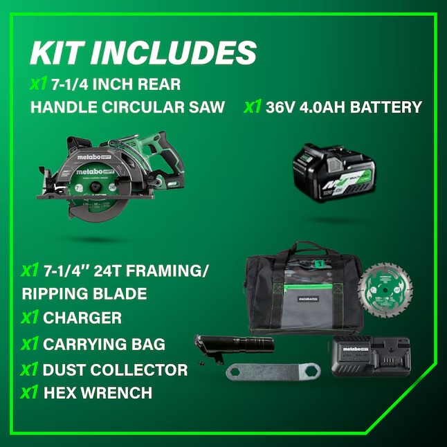Metabo HPT C3607DWAM Multi-Volt 36-volt 4 -Amp 7-1 4-in Brushless Hybrid Capable Cordless Circular saw (Battery Included and Charger Included)5_11zon Metabo HPT C3607DWAM Multi-Volt 36-volt 4 -Amp 7-1/4-in Brushless Hybrid Capable Cordless Circular saw (Battery Included and Charger Included)