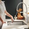 Moen 87807 Edwyn Chrome Single Handle Deck-mount Pull-down Kitchen Faucet with Sprayer (Includes Deck Plate) (Includes Soap Dispenser)