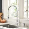 Moen 87807 Edwyn Chrome Single Handle Deck-mount Pull-down Kitchen Faucet with Sprayer (Includes Deck Plate) (Includes Soap Dispenser)