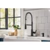 Moen 87807BL Edwyn Matte Black Single Handle Deck-mount Pull-down Kitchen Faucet with Sprayer (Includes Deck Plate) (Includes Soap Dispenser)