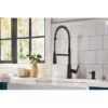 Moen 87807BL Edwyn Matte Black Single Handle Deck-mount Pull-down Kitchen Faucet with Sprayer (Includes Deck Plate) (Includes Soap Dispenser)