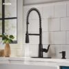 Moen 87807BL Edwyn Matte Black Single Handle Deck-mount Pull-down Kitchen Faucet with Sprayer (Includes Deck Plate) (Includes Soap Dispenser)
