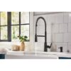 Moen 87807BL Edwyn Matte Black Single Handle Deck-mount Pull-down Kitchen Faucet with Sprayer (Includes Deck Plate) (Includes Soap Dispenser)