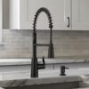 Moen 87807BL Edwyn Matte Black Single Handle Deck-mount Pull-down Kitchen Faucet with Sprayer (Includes Deck Plate) (Includes Soap Dispenser)