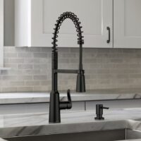 Moen 87807BL Edwyn Matte Black Single Handle Deck-mount Pull-down Kitchen Faucet with Sprayer (Includes Deck Plate) (Includes Soap Dispenser)