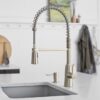 Moen 87807SRS Edwyn Spot Resist Stainless Single Handle Deck-mount Pull-down Kitchen Faucet with Sprayer (Includes Deck Plate) (Includes Soap Dispenser)
