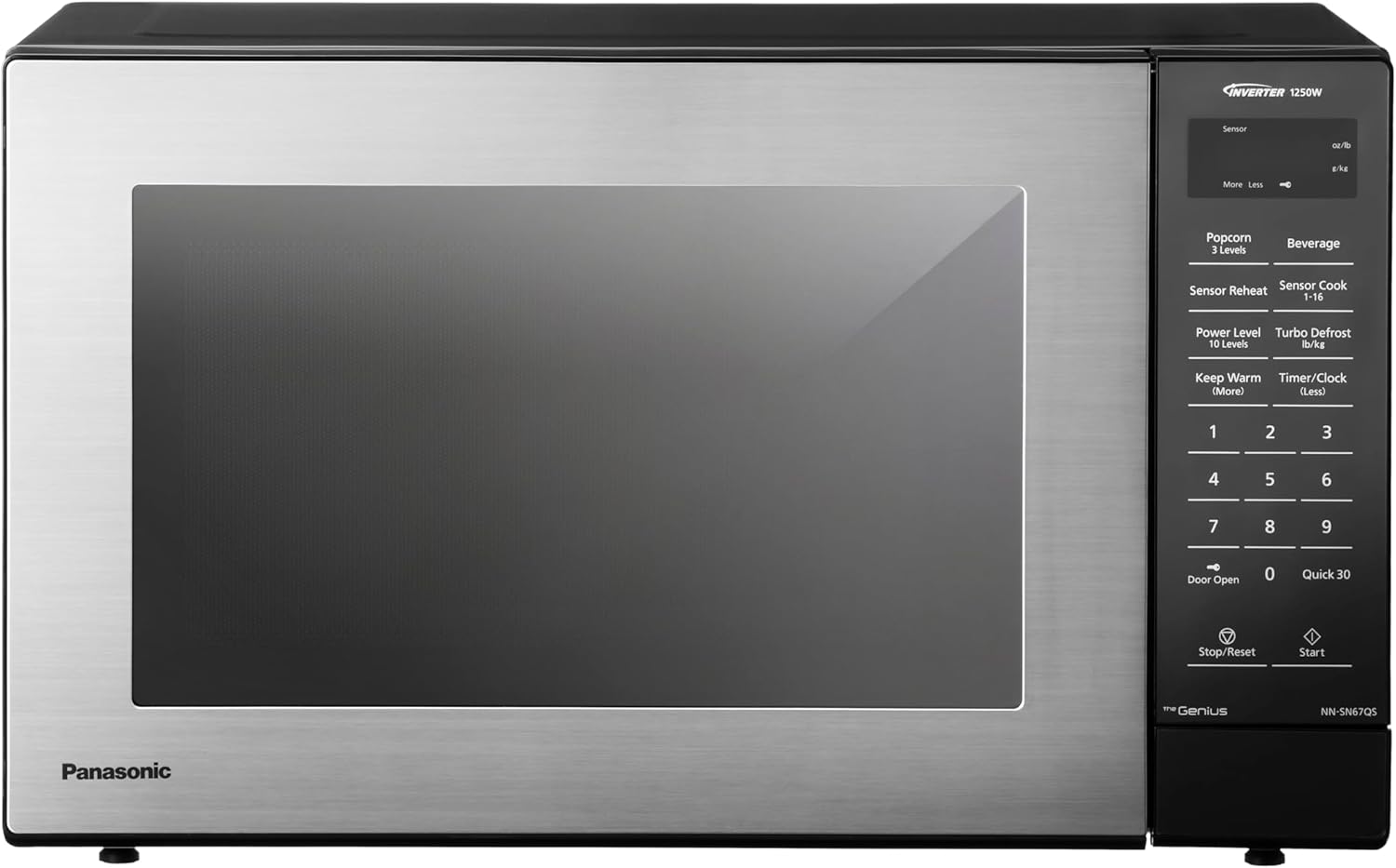 Panasonic Countertop Microwave Oven, 1.2 Cu. Ft., 1250W, Inverter Technology with Genius Sensor, Stainless Steel - NN-SN67QS Panasonic Countertop Microwave Oven, 1.2 Cu. Ft., 1250W, Inverter Technology with Genius Sensor, Stainless Steel - NN-SN67QS