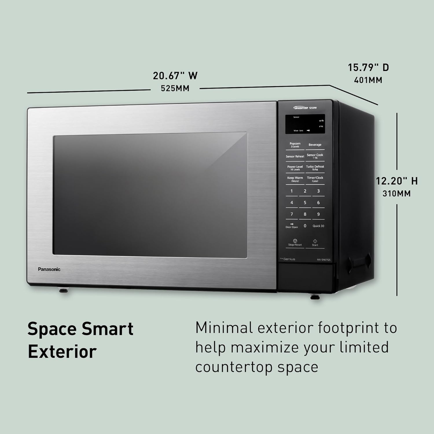 Panasonic Countertop Microwave Oven, 1.2 Cu. Ft., 1250W, Inverter Technology with Genius Sensor, Stainless Steel - NN-SN67QS26 Panasonic Countertop Microwave Oven, 1.2 Cu. Ft., 1250W, Inverter Technology with Genius Sensor, Stainless Steel - NN-SN67QS