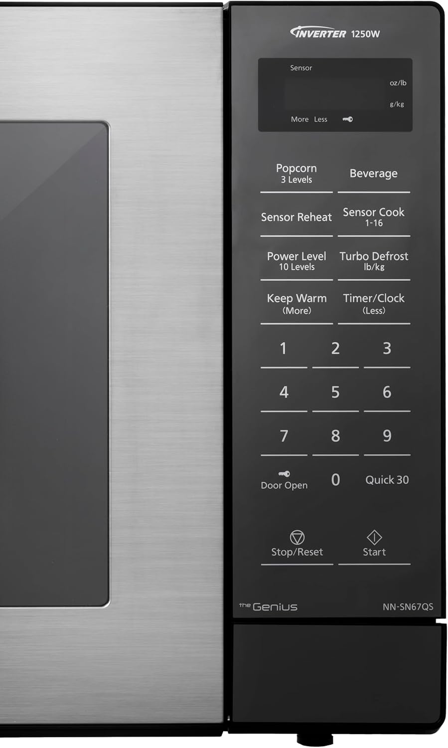 Panasonic Countertop Microwave Oven, 1.2 Cu. Ft., 1250W, Inverter Technology with Genius Sensor, Stainless Steel - NN-SN67QS45 Panasonic Countertop Microwave Oven, 1.2 Cu. Ft., 1250W, Inverter Technology with Genius Sensor, Stainless Steel - NN-SN67QS